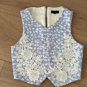 Topshop baby blue crop top with back zip